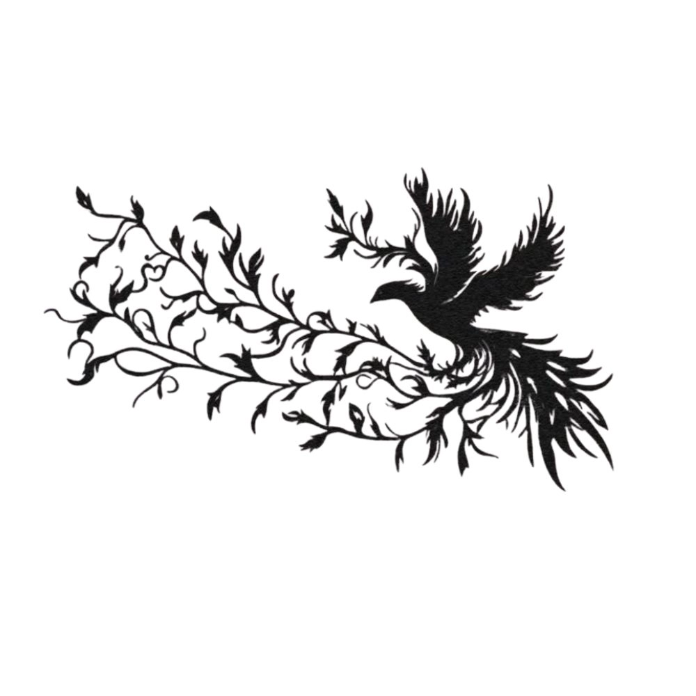 Phoenix On Tree Branch Metal Wall Decor (WD120)